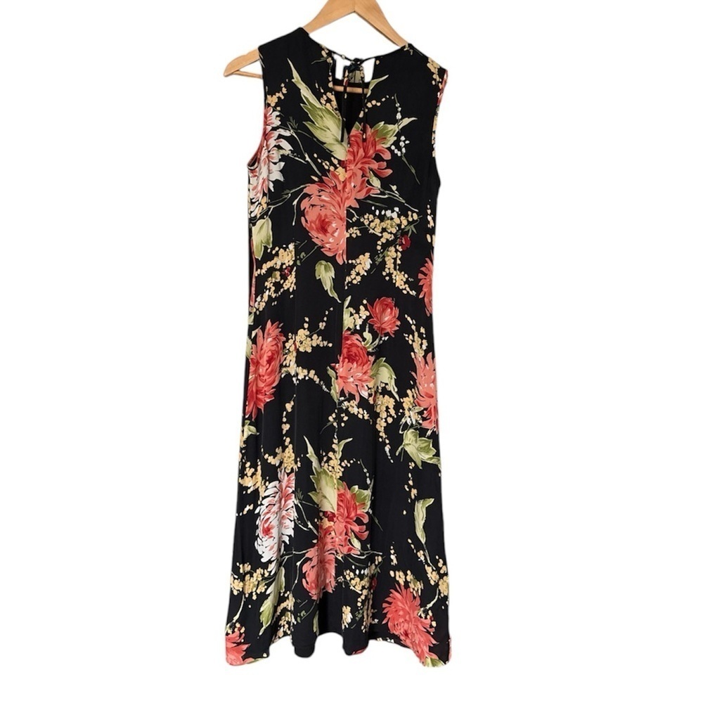 Talbots 100% Silk Floral Sleeveless Midi Dress Vibrant Whimsigoth P6 P8 - Picture 4 of 10